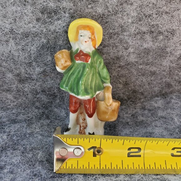 Made In Occupied Japan Porcelain Figurine Child Carrying Bucket Flower Frog - Picture 7 of 8